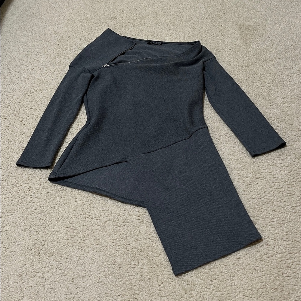 Metamorphoza Asymmetrical Tunic Top Off Shoulder Zipper M - Picture 8 of 11